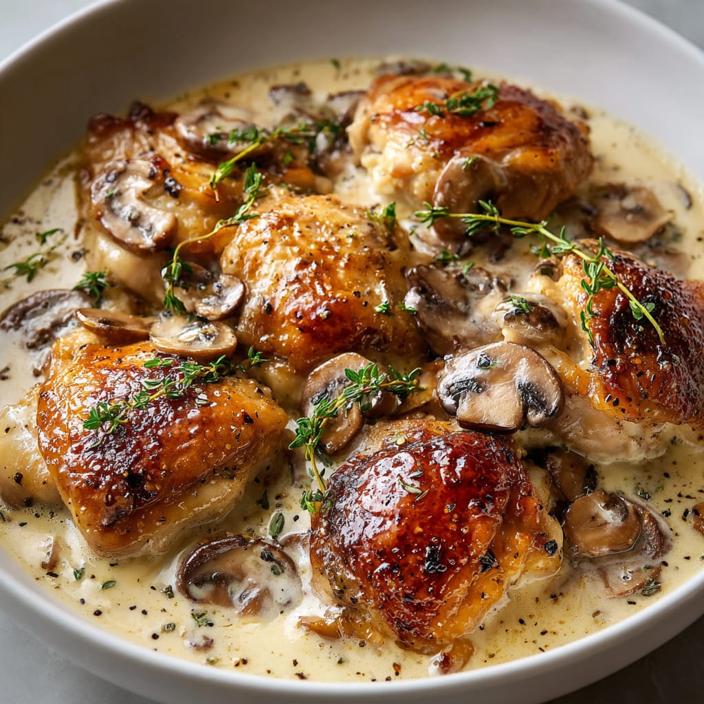 Savory Chicken in a Creamy Asiago Mushroom Sauce