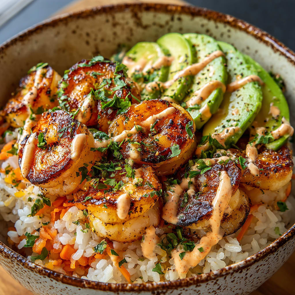 Shrimp Rice Bowls with Spicy Mayo
