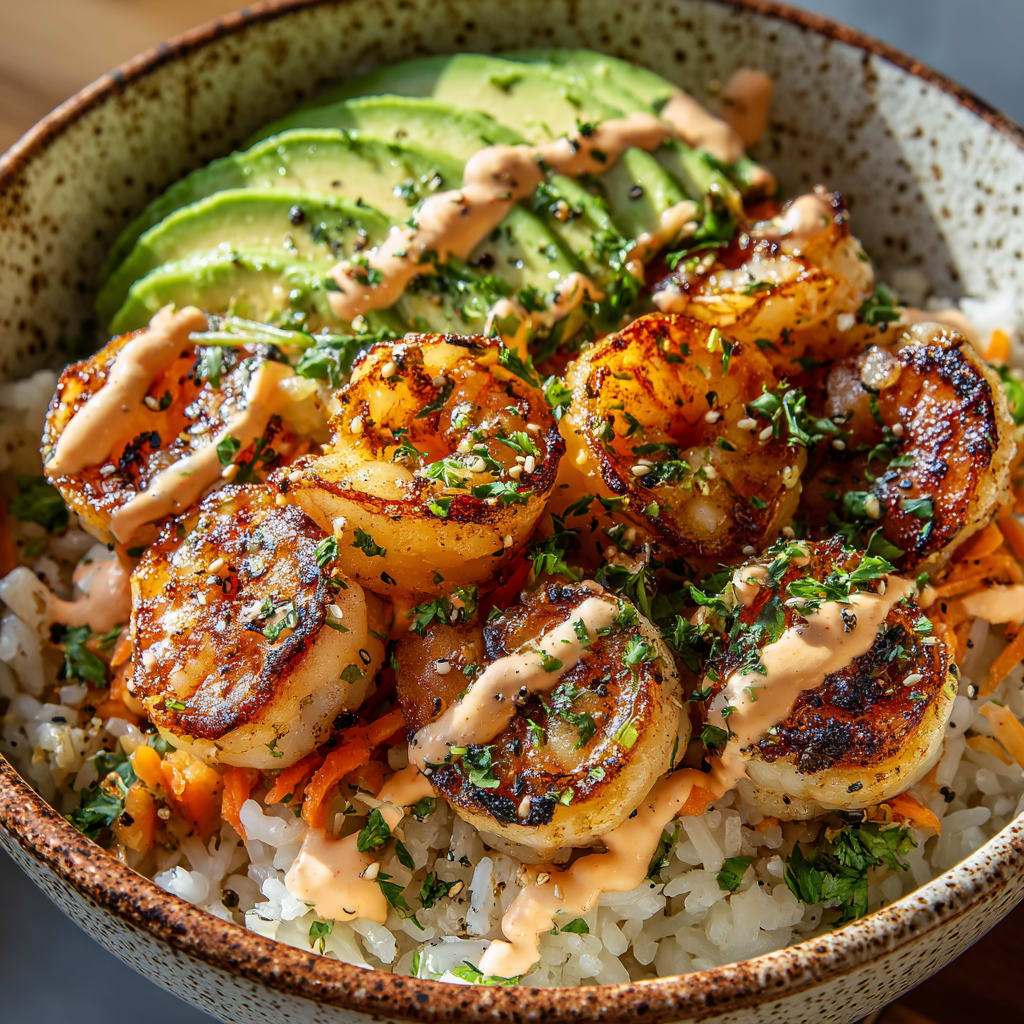 Shrimp Rice Bowls with Spicy Mayo