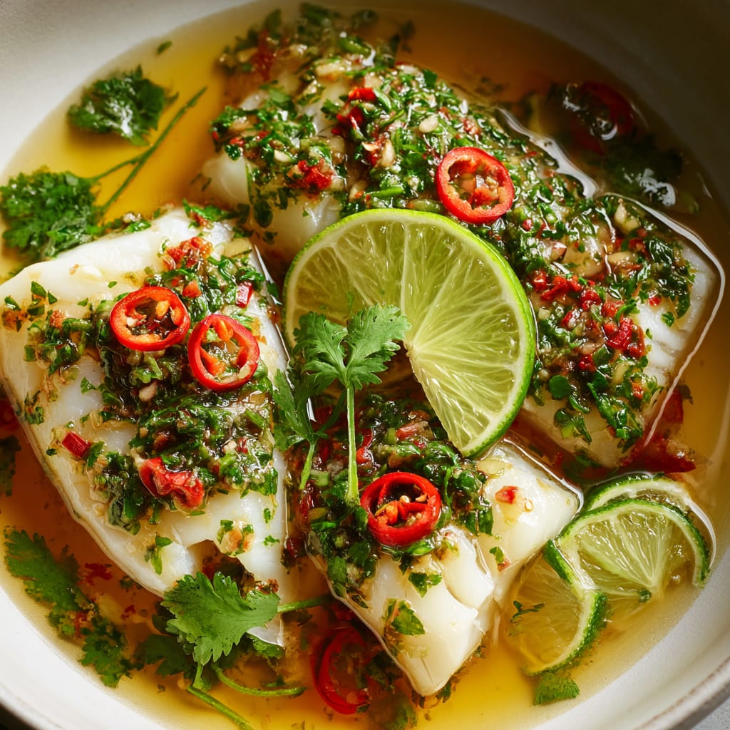 Steamed Fish with Lime and Garlic