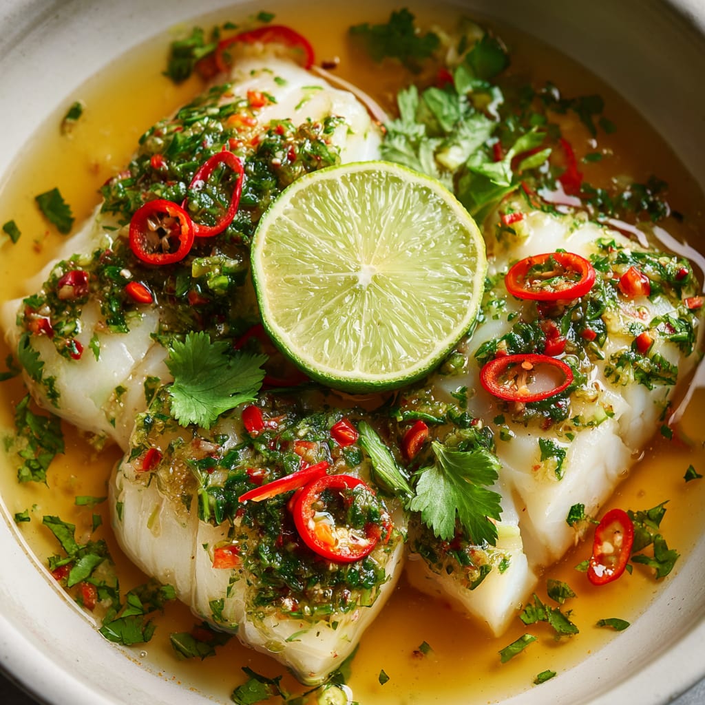 Steamed Fish with Lime and Garlic