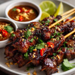 Tender Thai Beef Satay Skewers with Peanut Sauce