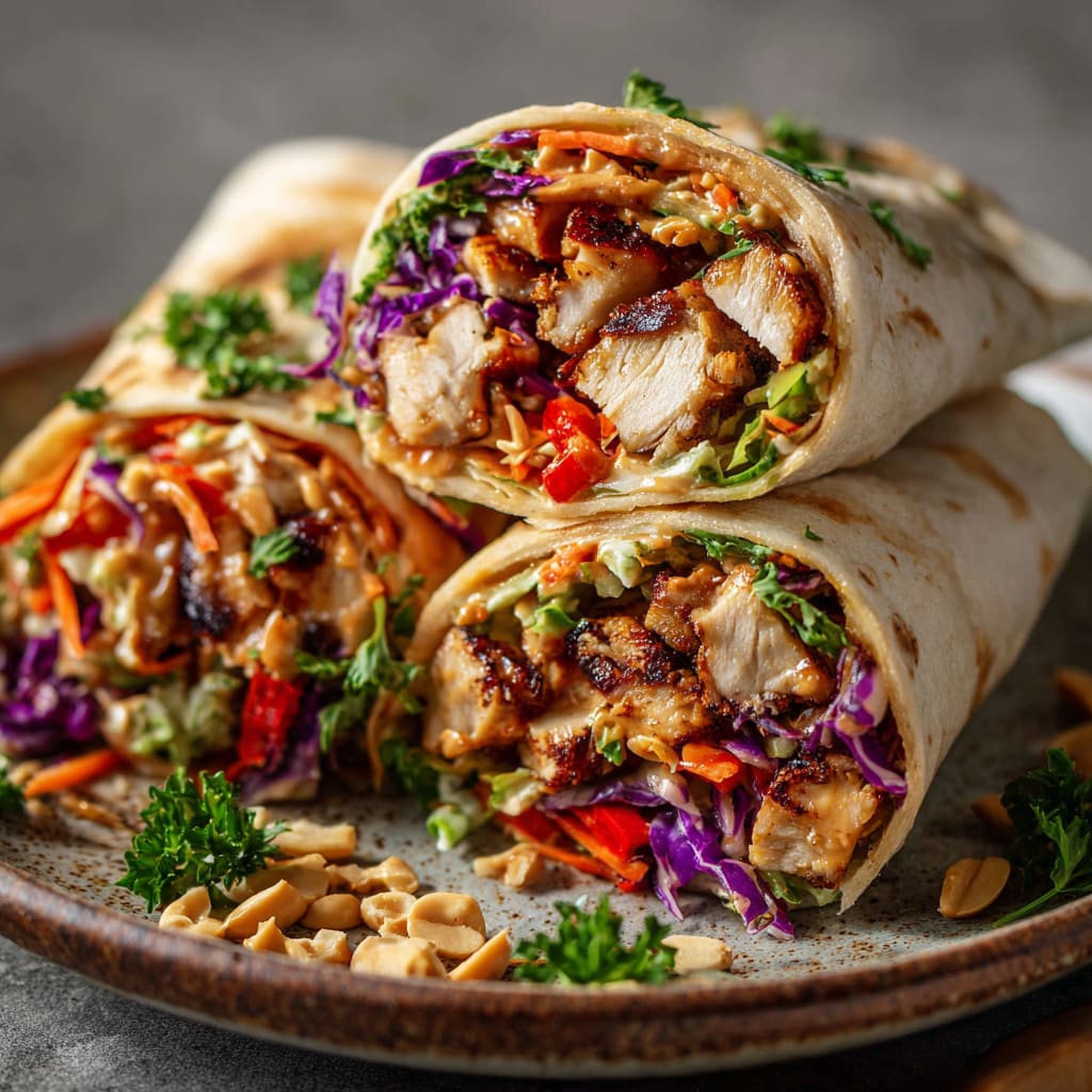 Thai Chicken Wrap with Crunchy Asian Slaw