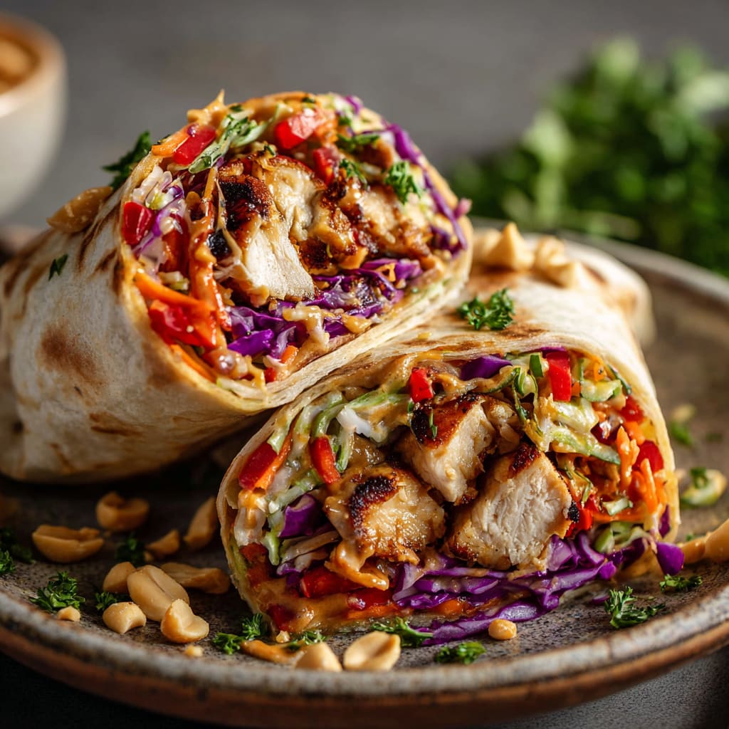 Thai Chicken Wrap with Crunchy Asian Slaw