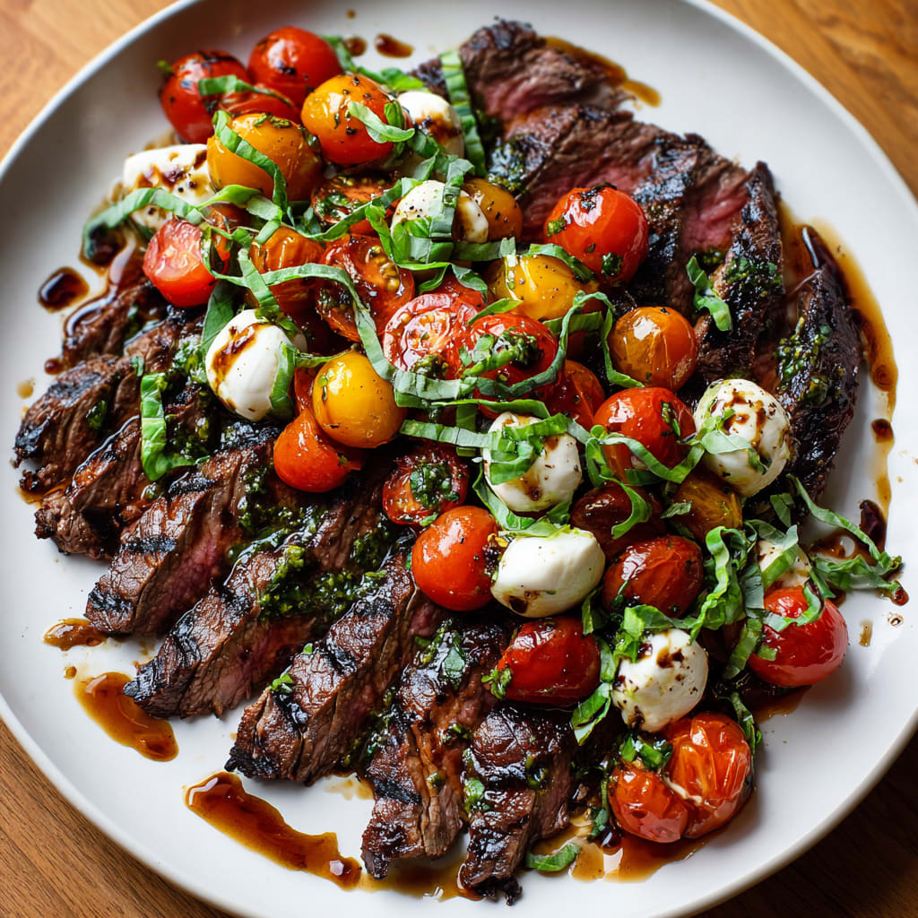 Balsamic Grilled Flank Steak Caprese