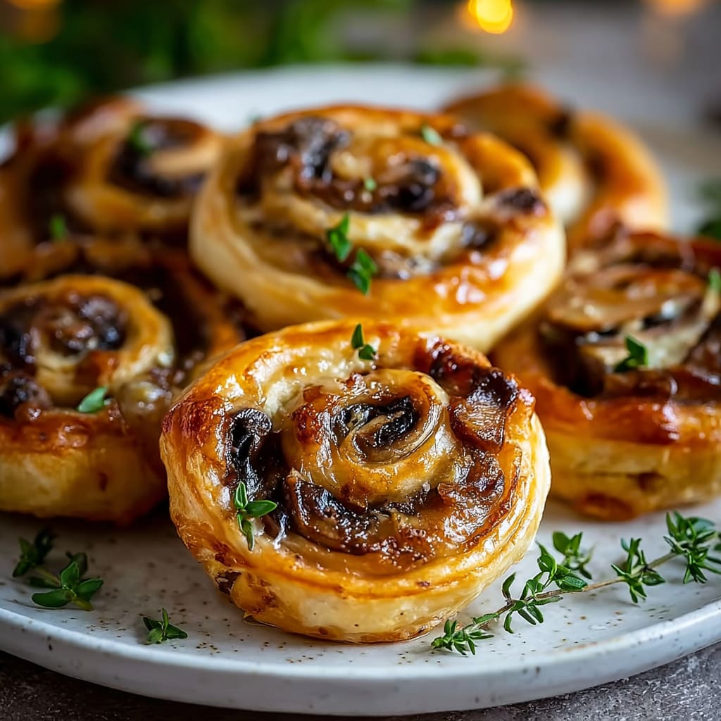 Savory Mushroom Cheese Pinwheels
